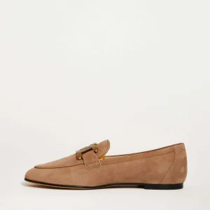 Acquista i migliori mocassini beige in camoscio con fibbia a catena da TOD'S
