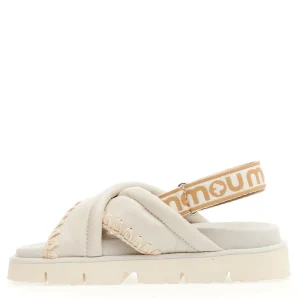 Acquista le tue MOU - White Leather Crossover Wedge