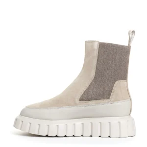 chelsea boot pelle beige e camoscio