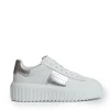h stripes pelle bianco argento