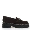 mocassino camoscio ebano con strass