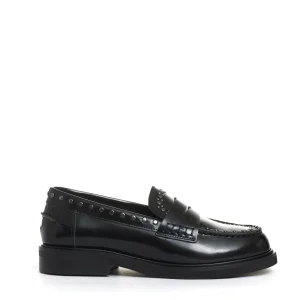 mocassino nero con borchie