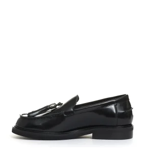 mocassino nero con nappine