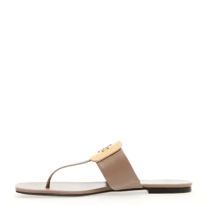 Sandalo infradito tortora con fibbia logo: scopri la collezione TORY BURCH