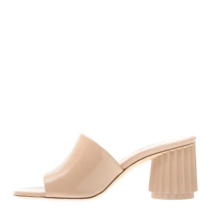 Scarpe AGL: Slipper beige in vernice con tacco a righe 70mm