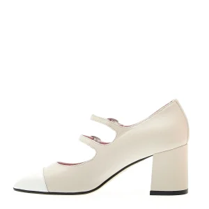 Scarpe CAREL: Pump con tacco 70 mm, cinturini in pelle beige e punta in vernice bianca