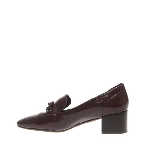 Scarpe eleganti da donna: moccasin bordeaux con tacco 50 mm