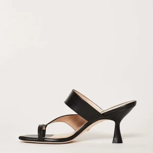 Scarpe slipper in pelle nera con tacco a spillo alto