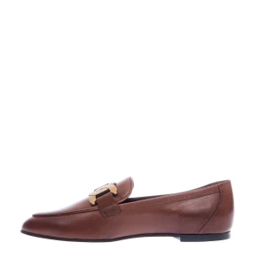 Scarpe TOD'S - mocassino in pelle color marrone con fibbia a catena