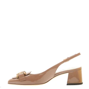 Scarpe TOD'S: Slingback con fibbia dorata in morbida vernice grigio tortora