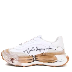 sneakers bianca e beige dipinta a mano