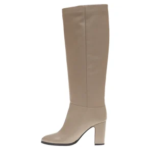 SORELLE PEREGO - Beige Leather Tube Boot: Elegant 80mm Heel
