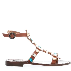 SORELLE PEREGO - Sandalo basso cuoio con pietre: eleganza e stile