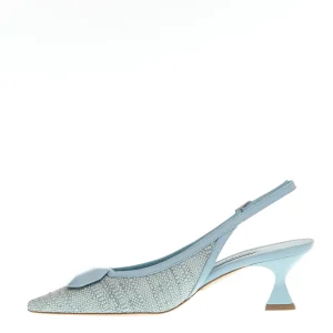 SORELLE PEREGO - Slingback tessuto azzurro: eleganza e comfort