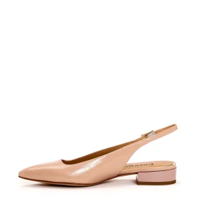 SORELLE PEREGO - Slingback in pelle verniciata nude a basso tacco