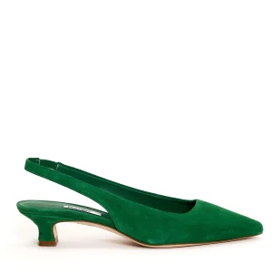 SORELLE PEREGO: Scarpe Slingback in camoscio verde da 40 mm