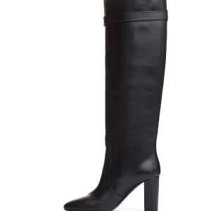 stivale pelle nera tacco 90 mm