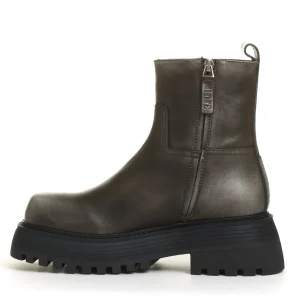 stivaletto fondo grosso pelle grigio washed