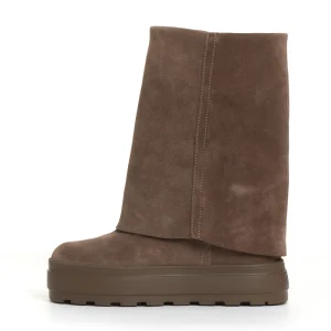 stivaletto zeppa interna camoscio tortora